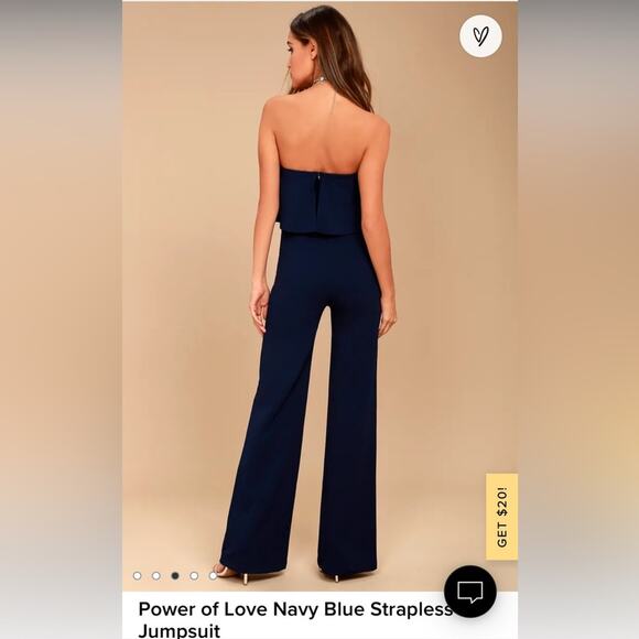 Lulus Power of Love Navy Blue Strapless Jumpsuit - Size Small - Picture 2 of 16